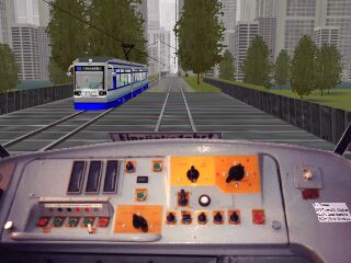 A meet on the Modern City Tramway while webDotTrainSim tests his first activity.
