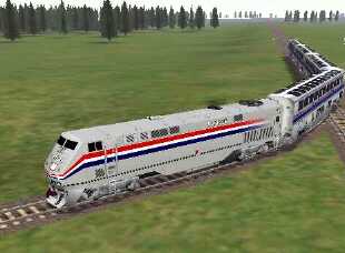 Amtrak P42 #18 with 4 Superliner coaches - stuck!