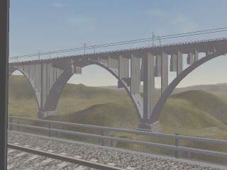 A viaduct at Triangles des Angles from the Thalys passenger car